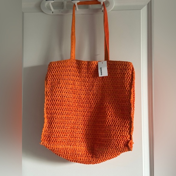 Soma Orange Crochet beach bag Tote with Yellow Sunshine - Picture 5 of 10